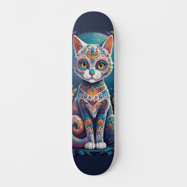 Sugar Skull Kitty Skateboard (Front)