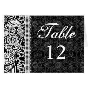 Sugar Skull & Lace Wedding Table Number Cards