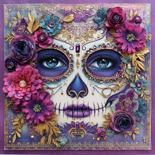 Sugar Skull Lady Face Day Of The Dead Ceramic Tile