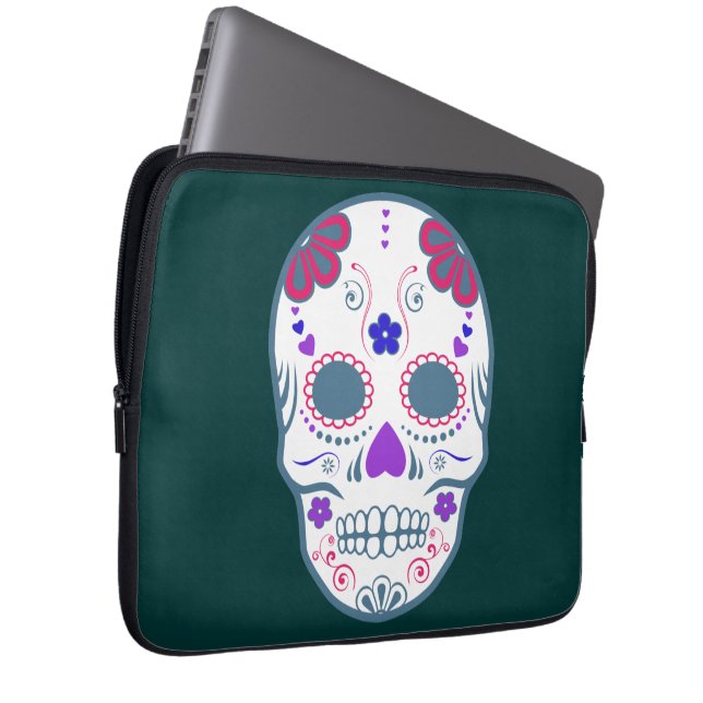 sugar skull laptop sleeve (Front Right)