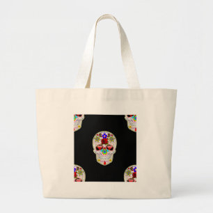 sugar skull large tote bag