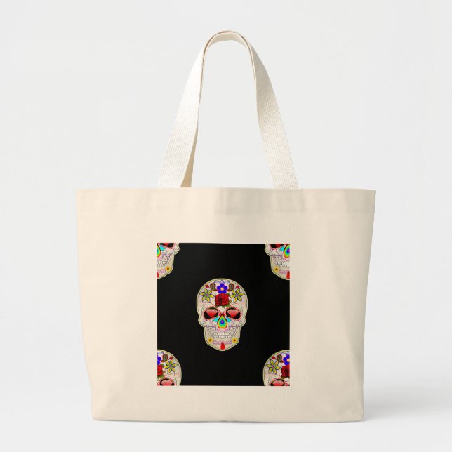 sugar skull large tote bag (Front)