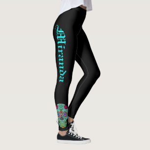 Sugar Skull Leggings Black Day of the Dead Pants