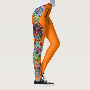 Sugar Skull Leggings Day of the Dead Fun Skeleton
