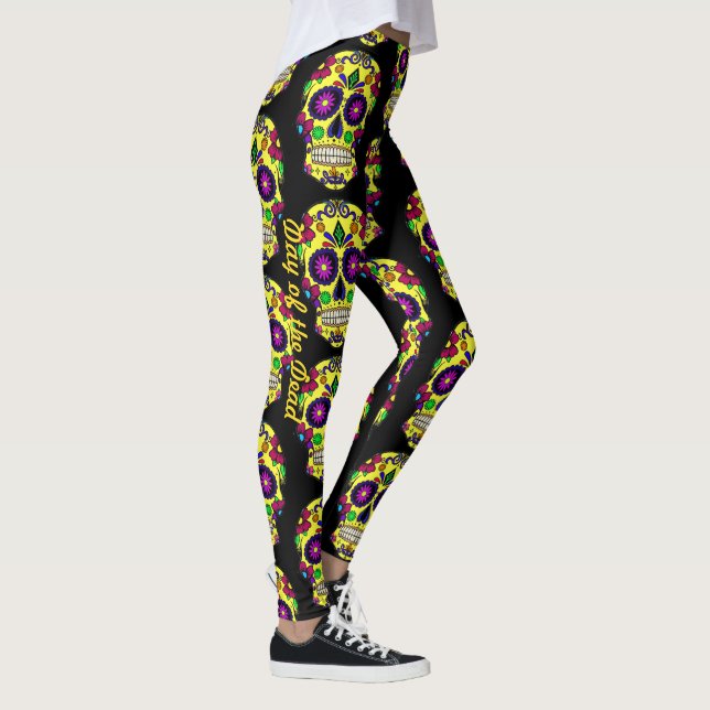 Sugar Skull Leggings Day Of The Dead Yoga Pants (Right)