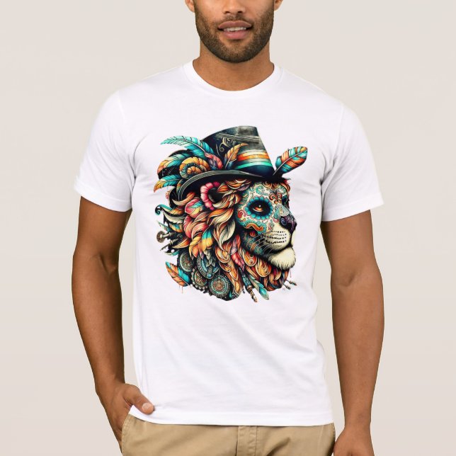 Sugar Skull Lion with a Top Hat (Front)