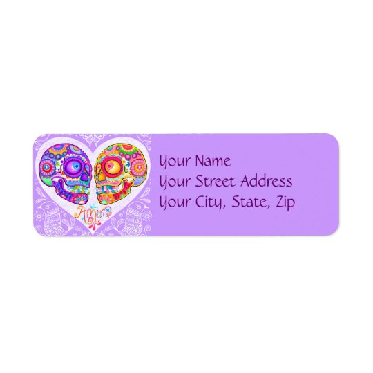 Sugar Skull Love Couple Return Address Labels