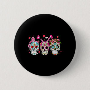 Sugar Skull Lovers Valentine's Day Couple Matching 6 Cm Round Badge