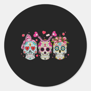 Sugar Skull Lovers Valentine's Day Couple Matching Classic Round Sticker