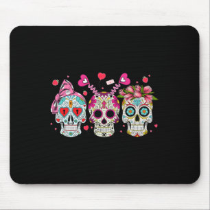 Sugar Skull Lovers Valentine's Day Couple Matching Mouse Pad