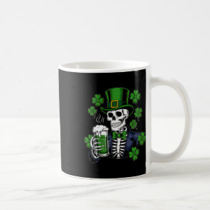 Sugar Skull Lucky Shamrock Beer Drinking St Patric Coffee Mug