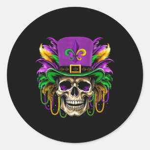 Sugar Skull Mardi Gras Costume Men Women Kids Mard Classic Round Sticker