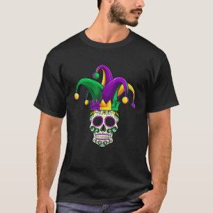 Sugar Skull Mardi Gras , Jester Costume Men Women T-Shirt