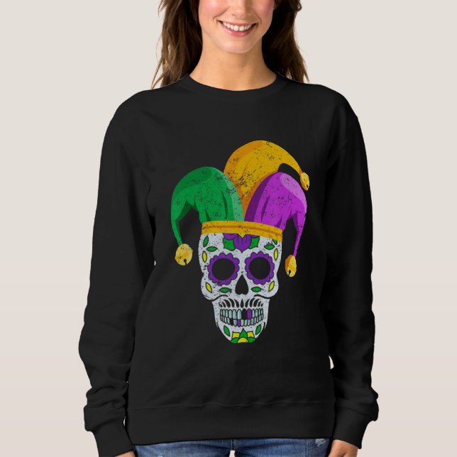 Sugar Skull Mardi Gras Party Apparel  Men Women Ki Sweatshirt (Front)