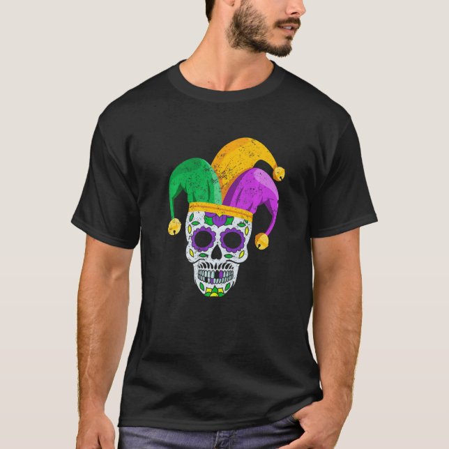 Sugar Skull Mardi Gras Party Apparel Men Women Kid T-Shirt (Front)
