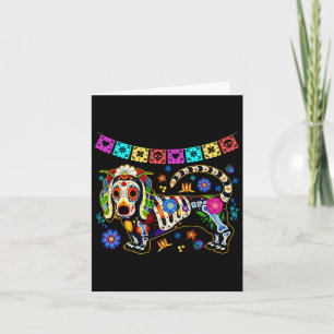 Sugar Skull Mexican Dachshund Bone Halloween Day O Card