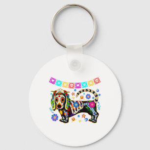 Sugar Skull Mexican Dachshund Bone Halloween Day O Key Ring