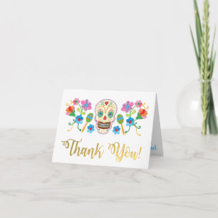 Sugar Skull Mexican Fiesta thank you note cards