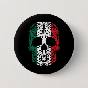 Sugar Skull Mexican Flag Cinco De Mayo Dia De Los 6 Cm Round Badge