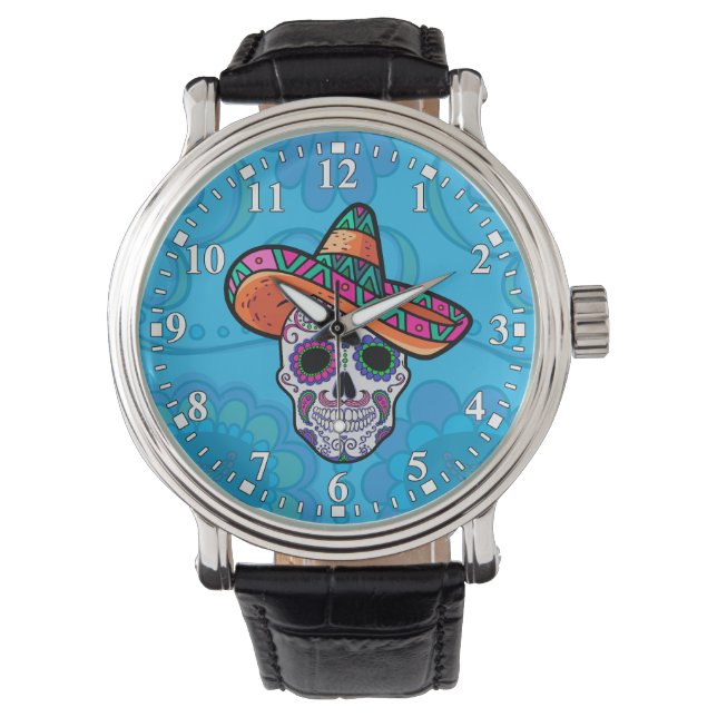 Sugar Skull Mexican Hat Watch (Front)