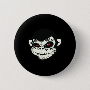 Sugar Skull Monkey Dia De Los Muertos Calavera Pun 6 Cm Round Badge