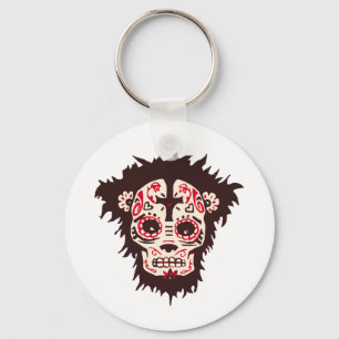 sugar skull monkey key ring