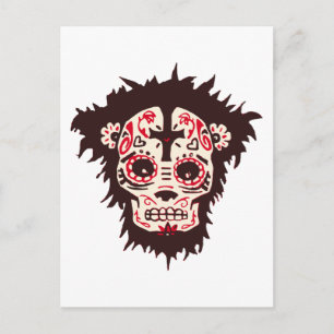 sugar skull monkey postcard