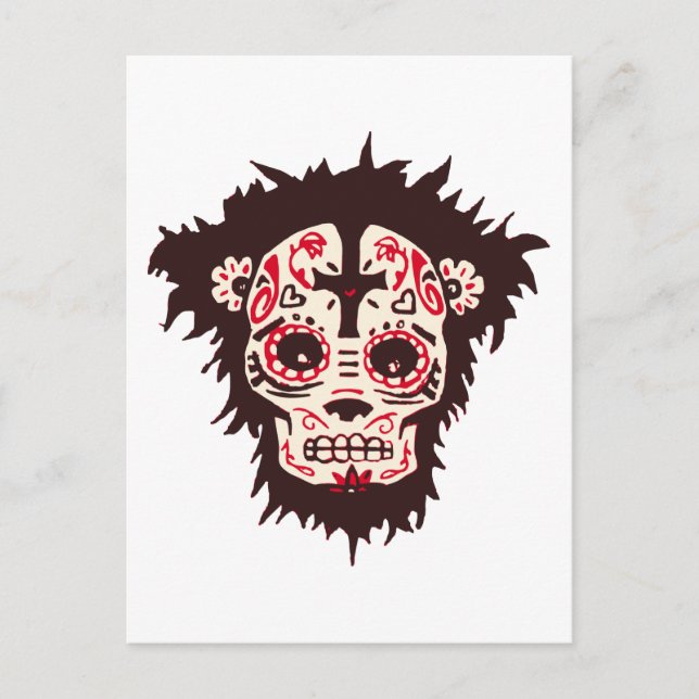 sugar skull monkey postcard (Front)