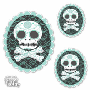 Sugar Skull n Crossbones Cameo Tattoo Cut
