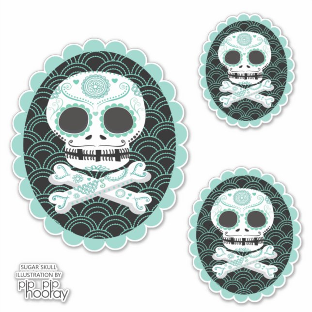 Sugar Skull n Crossbones Cameo Tattoo Cut (Front)