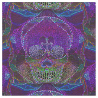 Sugar Skull Neon Pink Fabric
