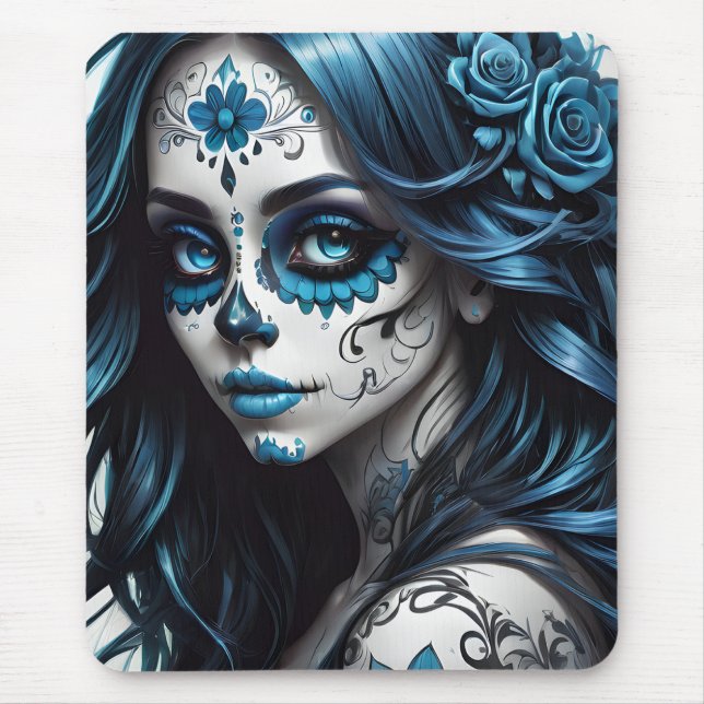 Sugar Skull no 9 blue Mouse Pad (Front)