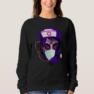 Sugar Skull Nurse Face Mask Mexican Halloween Los Sweatshirt