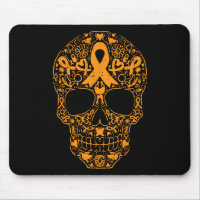 Sugar Skull Orange Ribbon Leukaemia Cancer Awarene