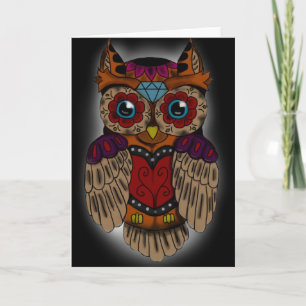 Sugar Skull Owl Greeting Card