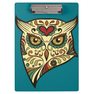 Sugar Skull Owl - Tattoo Design Clipboard