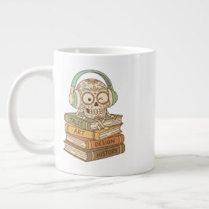 Sugar Skull Passionate About Reading Large Coffee Mug