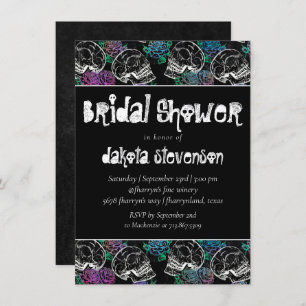 Sugar Skull Pastel Roses   Ombre Bridal Shower Invitation