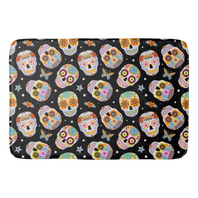 Sugar Skull Pattern Bath Mat (Front)