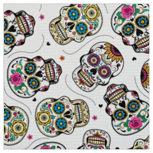 Sugar skull pattern colourful fun fabric