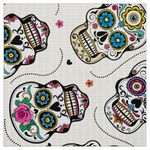 Sugar skull pattern colourful fun fabric