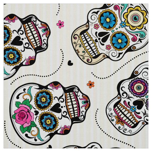 Sugar skull pattern colourful fun fabric (Swatch)
