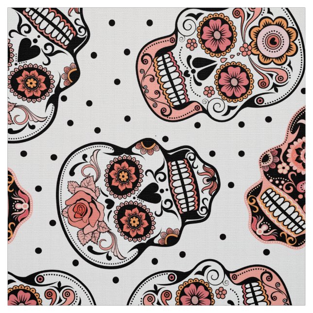 Sugar skull pattern colourful fun fabric (Swatch)