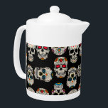 Sugar Skull Pattern Print Teapot<br><div class="desc">Sugar Skull Pattern Print Teapot</div>