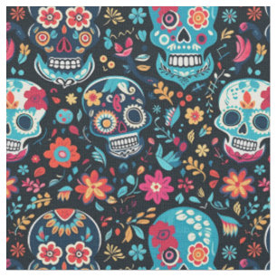 Sugar Skull Pattern-Seamless Cinco De Mayo Fabric