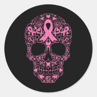 Sugar Skull Pink Ribbon Calavera Breast Cancer Awa