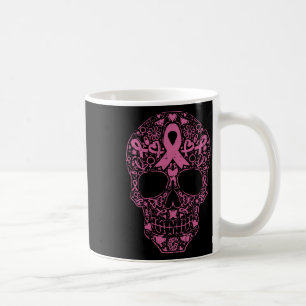 Sugar Skull Pink Ribbon Calavera Breast Cancer Awa Coffee Mug
