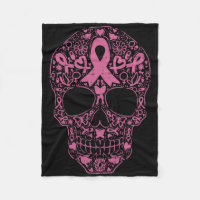 Sugar Skull Pink Ribbon Calavera Breast Cancer Awa