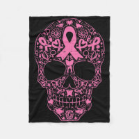 Sugar Skull Pink Ribbon Calavera Breast Cancer Awa