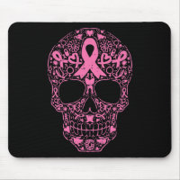 Sugar Skull Pink Ribbon Calavera Breast Cancer Awa